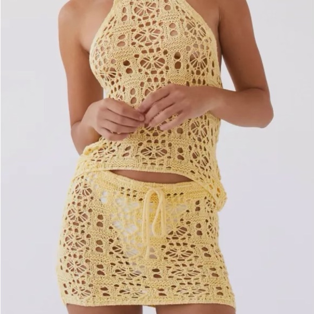 Peppermayo Free Mind Crochet Mini Skirt | Marigold, Yellow, Butter | Size: M/L
